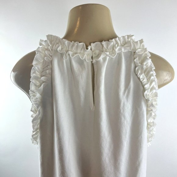 Sundays Larissa Dress Size L White Sleeveless Ruffled Drawstring Anthropologie - Picture 9 of 11